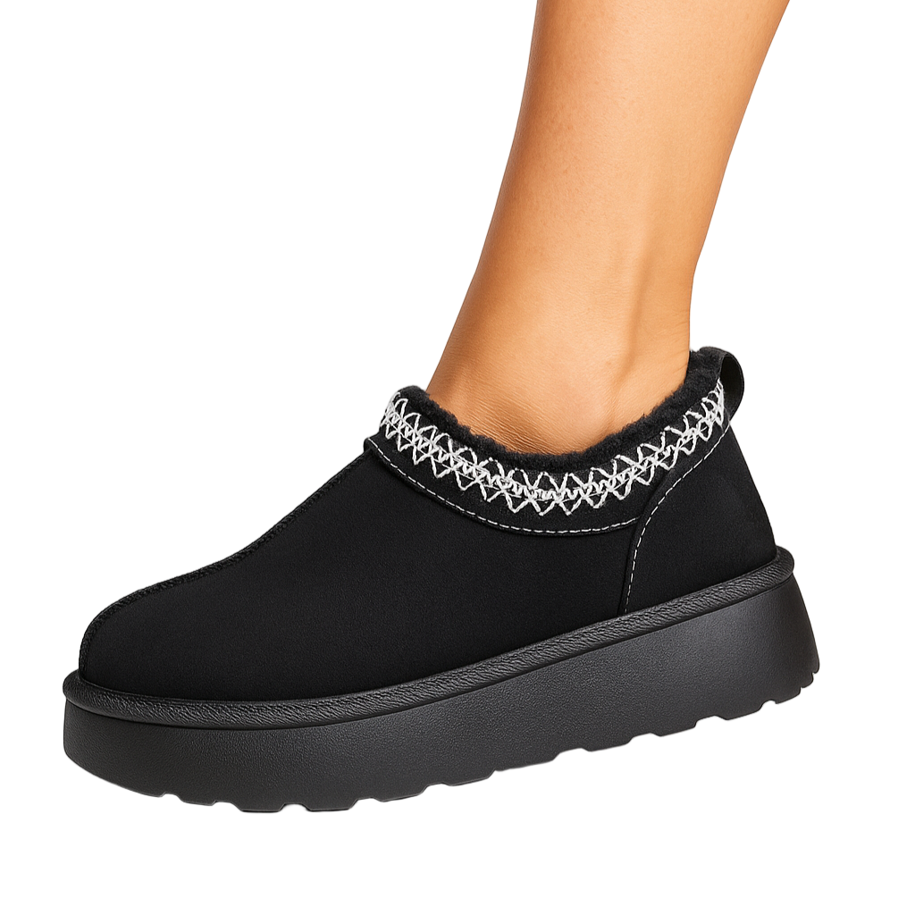 Warme Gevoerde Damesmuiltjes – Zachte Camel Pantoffels met Gebreide Details en Fleecevoering