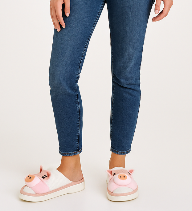 Kawaii Roze Varkenspantoffels voor Dames – Schattige en Slippers met Oren en Snuitje