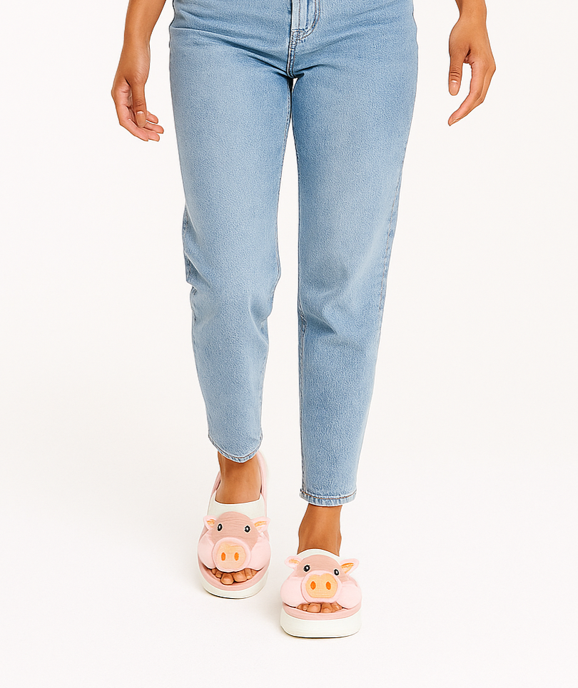 Kawaii Roze Varkenspantoffels voor Dames – Schattige en Slippers met Oren en Snuitje