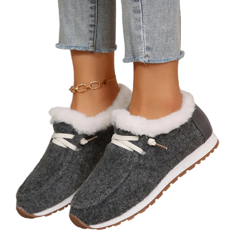 Dames Winter Sneakers – Warme Katoenen Platte Boots met Platform en Pluche Voering