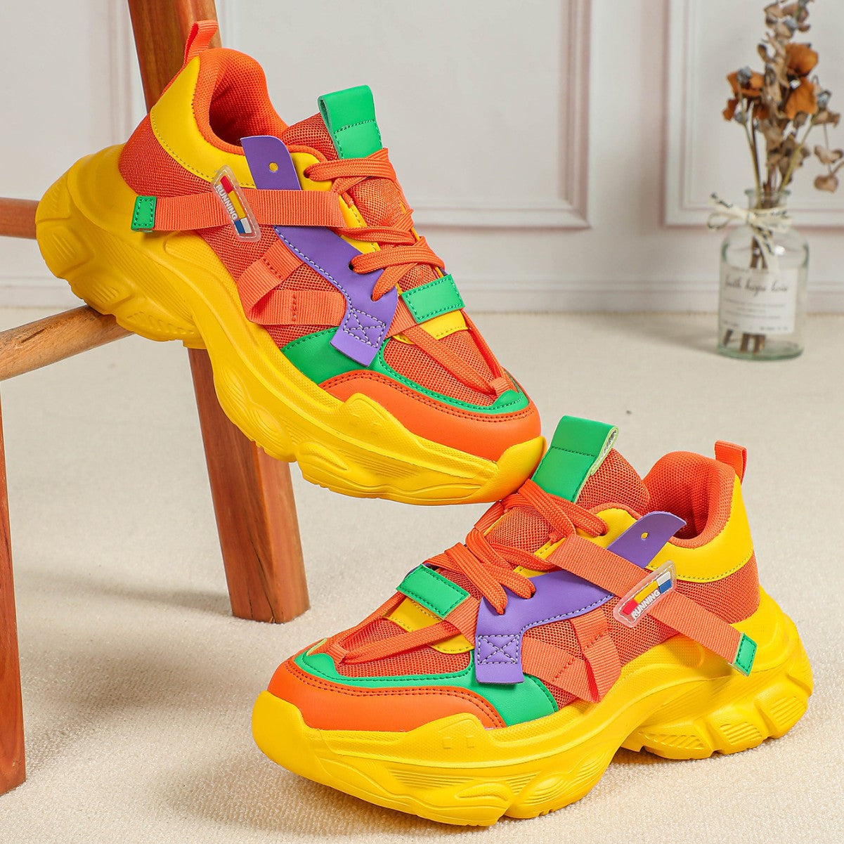 Dames Kleurrijke Sport sneakers – Chunky Mode Baskets