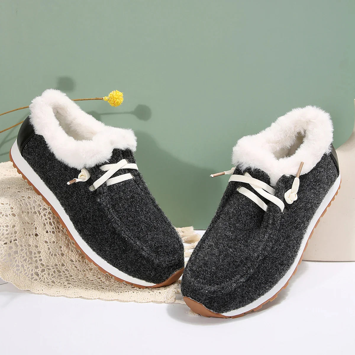 Dames Winter Sneakers – Warme Katoenen Platte Boots met Platform en Pluche Voering