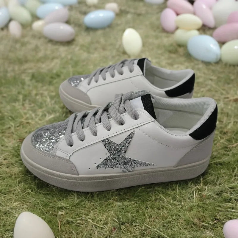 Dames Sneakers met Luipaardprint – Trendy Mode Sneakers met Glitters en Roze Accenten