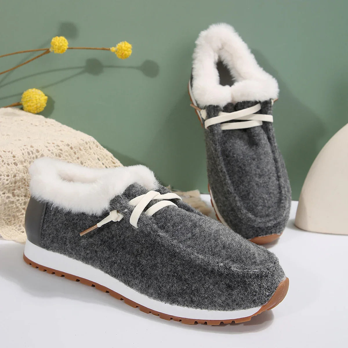 Dames Winter Sneakers – Warme Katoenen Platte Boots met Platform en Pluche Voering