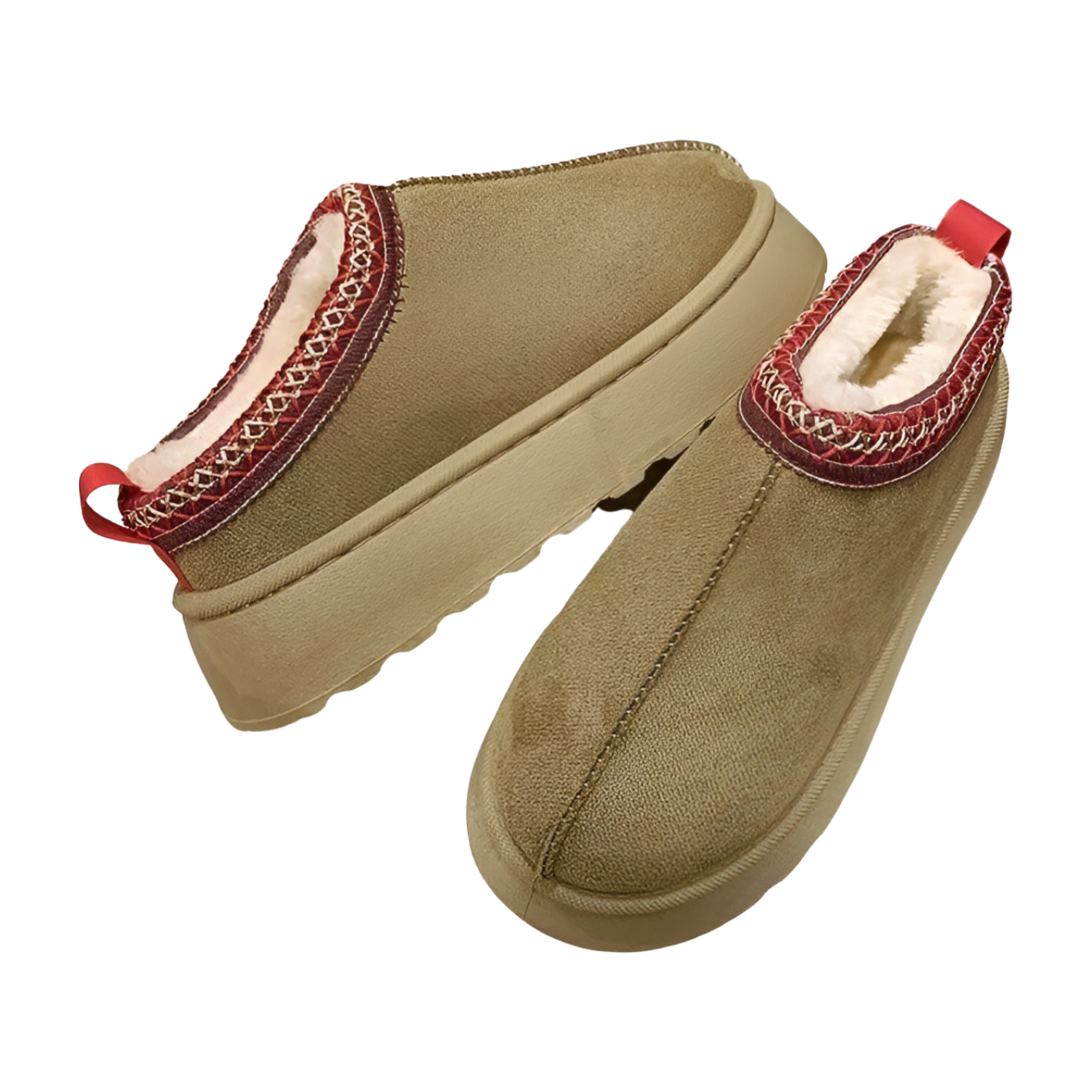 Warme Gevoerde Damesmuiltjes – Zachte Camel Pantoffels met Gebreide Details en Fleecevoering
